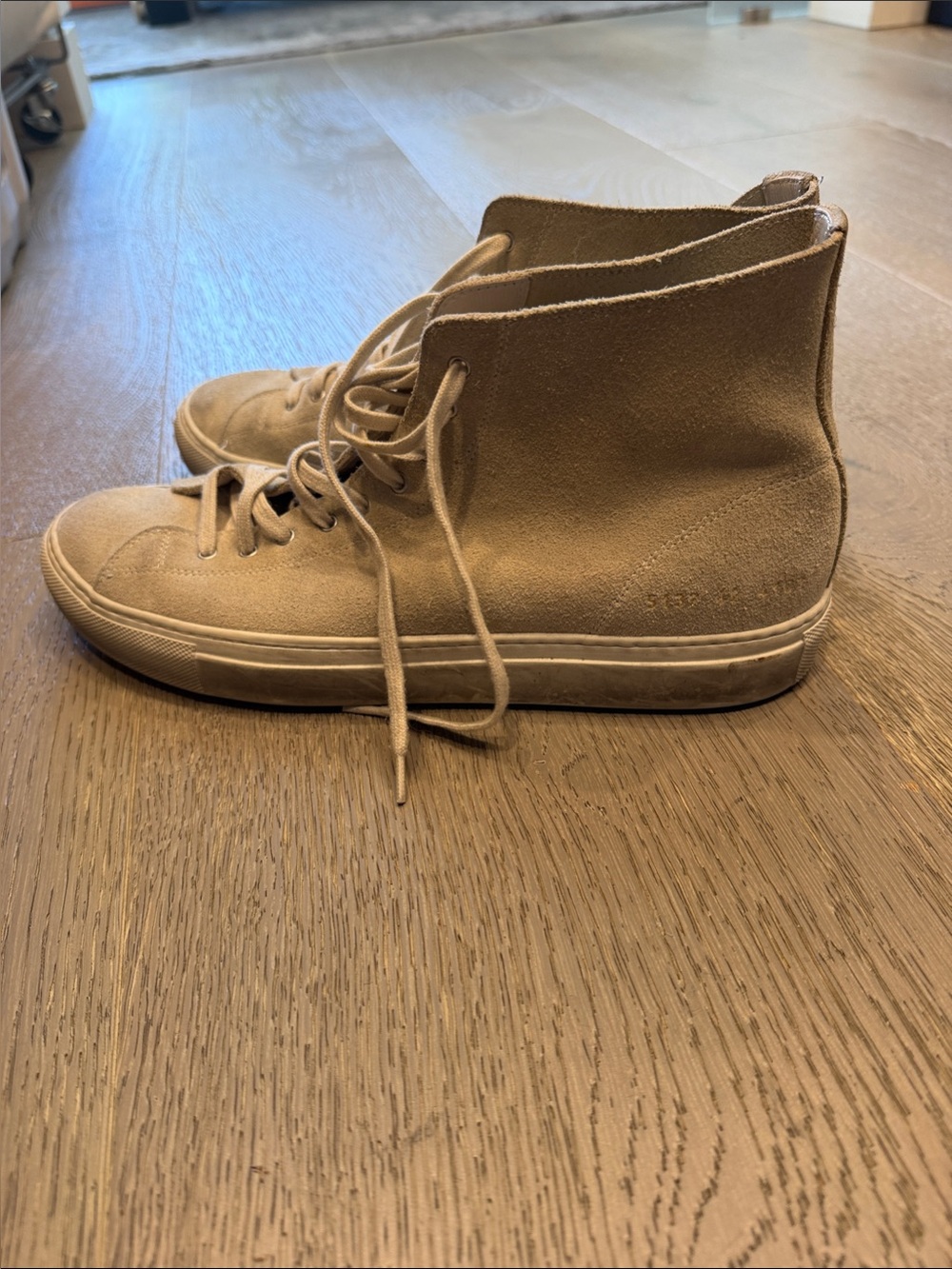 Men's Common Project Suede High-Top Sneakers in Light Brown